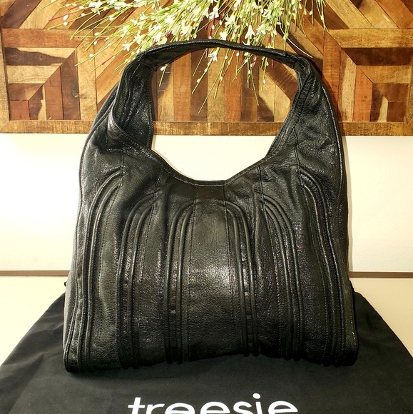 Treesje Handbags - Treesje Rebel Black Leather Hobo Handbag